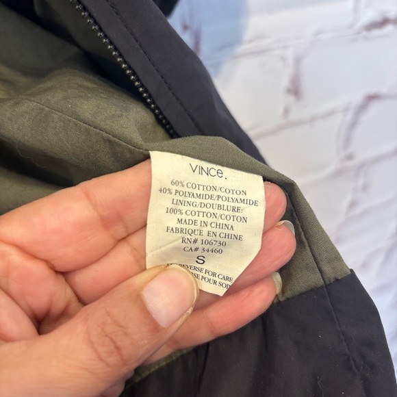 Vince Black Lined Green Zip Up Utility Jacket Size Small - Picture 7 of 7